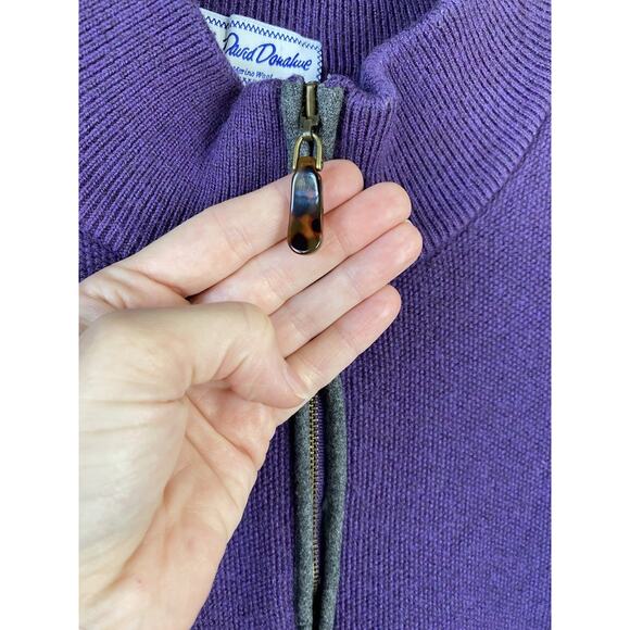 David Donahue Sweater Mens Size XL Purple Merino Wool Zip Popover Office Church - Picture 4 of 11